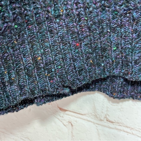 Vintage Italian Wool Sweater Mens Medium Blue Patchwork Cable Knit 90s - Picture 8 of 13